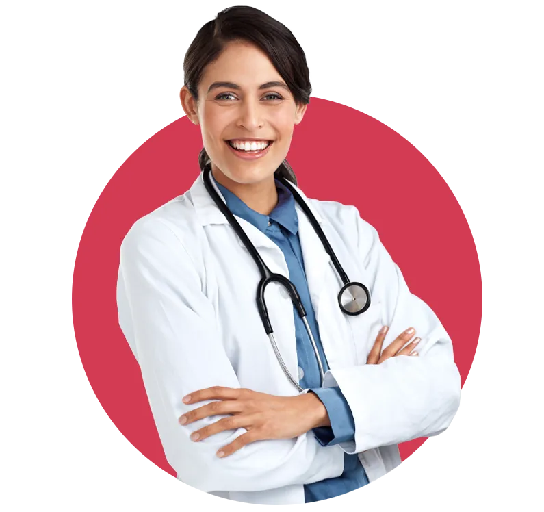 female medical doctor smiling in white coat